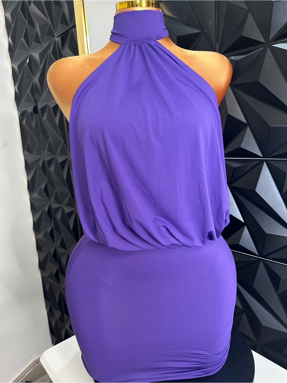 🔥👗Purple Halter Neck Bodycon Dress